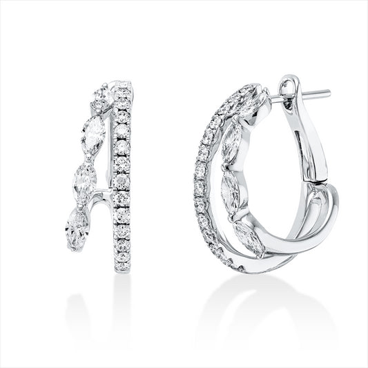 Creolen 18 kt WG, 8 Nav. 0,70 ct, TW-si, 28 Brill. 0,36 ct, TW-si