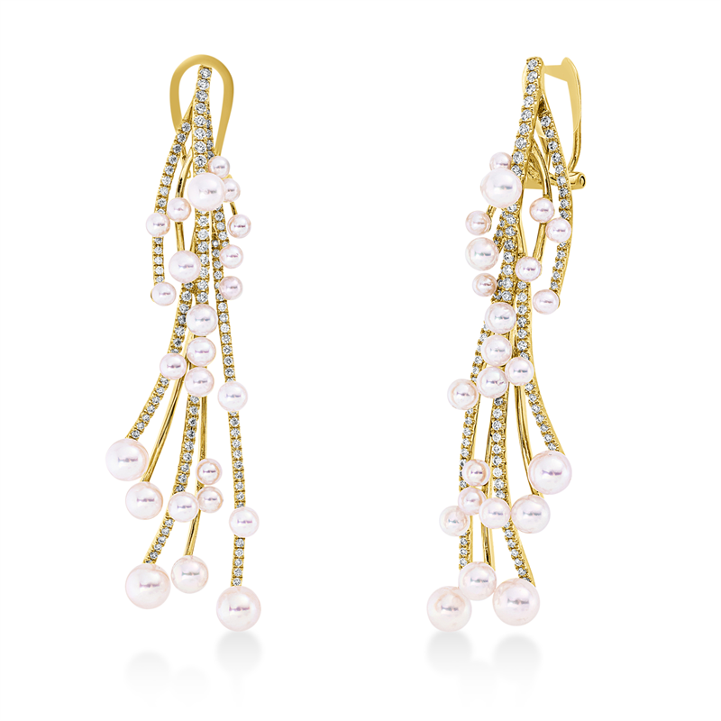Ohrschmuck 18 kt GG, 214 Brill. 1,01 ct, TW-si, 48 ZP weiß