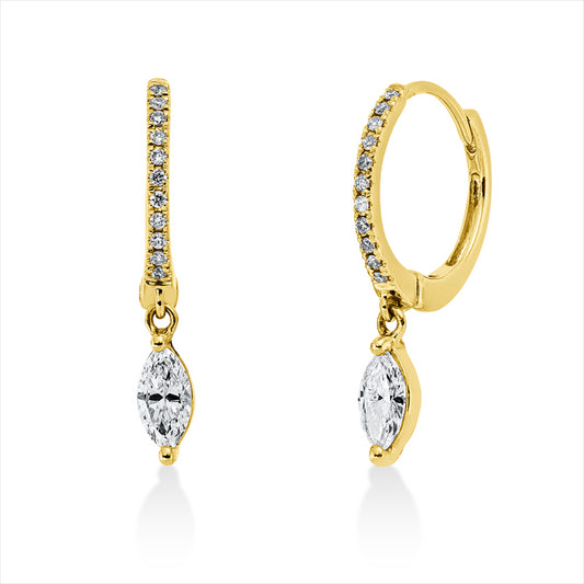 Creolen 18 kt GG, 2 Nav. 0,32 ct, TTLB-si, 22 Brill. 0,06 ct, TTLB-si