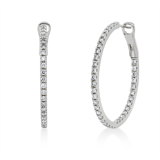 Creolen 18 kt WG, 76 Brill. 1,00 ct, TTLB-si