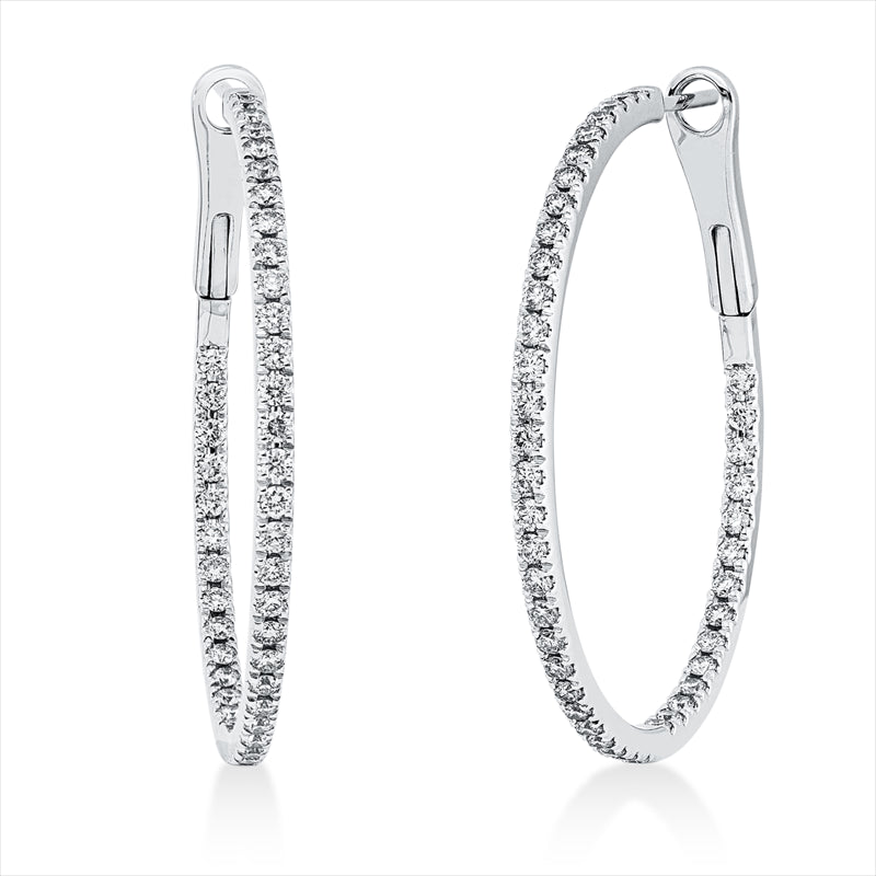 Creolen 18 kt WG, 86 Brill. 1,04 ct, TW-si