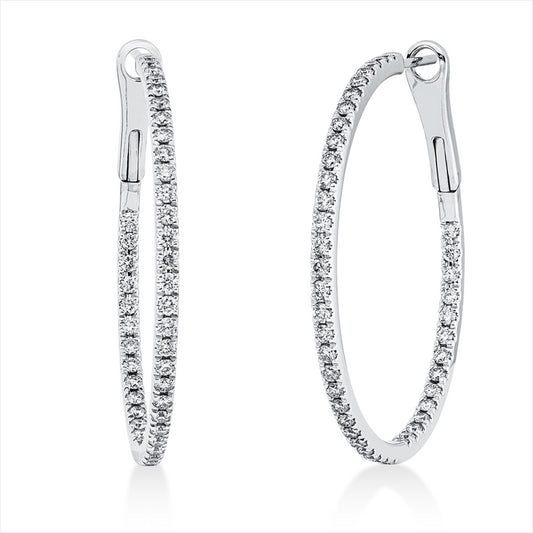 Creolen 18 kt WG, 86 Brill. 1,04 ct, TW-si