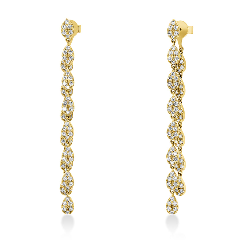 Ohrschmuck 18 kt GG, 168 Brill. 2,55 ct, TW-si