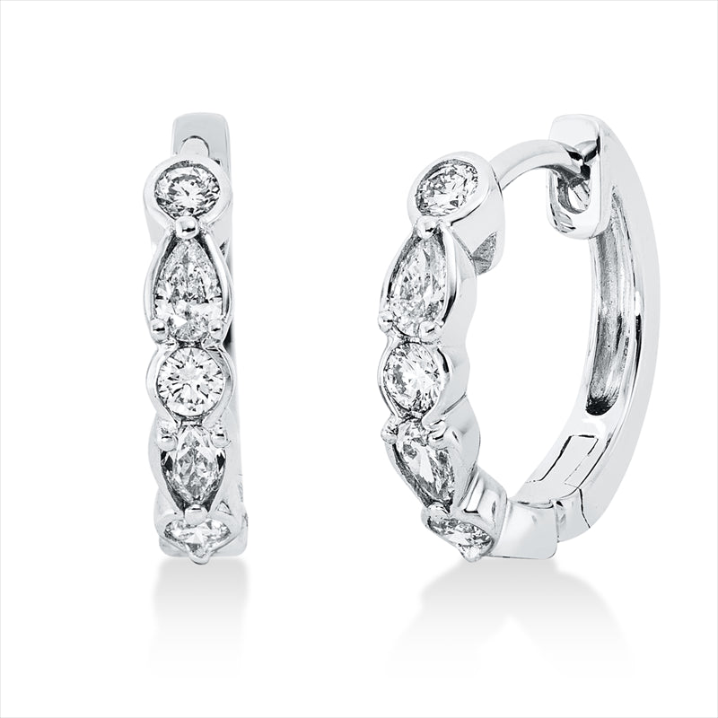 Creolen 18 kt WG, 6 Tropfen 0,23 ct, TW-si, 6 Brill. 0,16 ct, TW-si