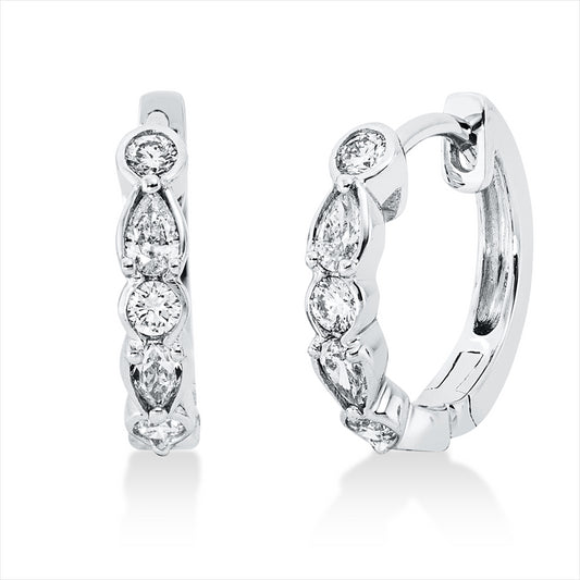 Creolen 18 kt WG, 6 Tropfen 0,23 ct, TW-si, 6 Brill. 0,16 ct, TW-si