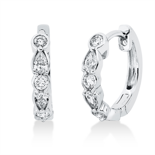 Creolen 18 kt WG, 6 Tropfen 0,23 ct, TW-si, 6 Brill. 0,16 ct, TW-si