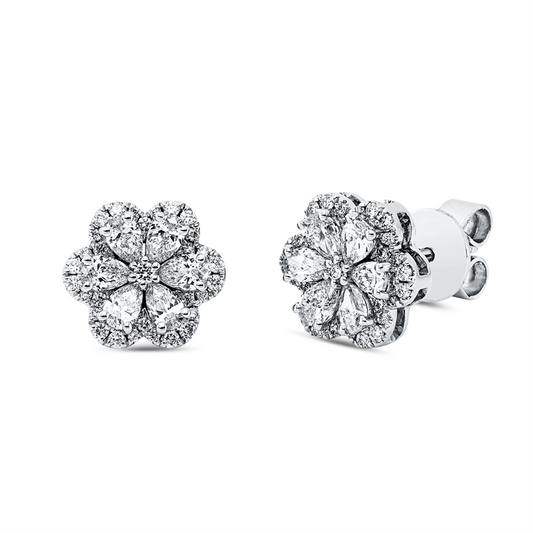 Ohrstecker 18 kt WG, 12 Tropfen 0,62 ct, TW-si, 62 Brill. 0,16 ct, TW-si