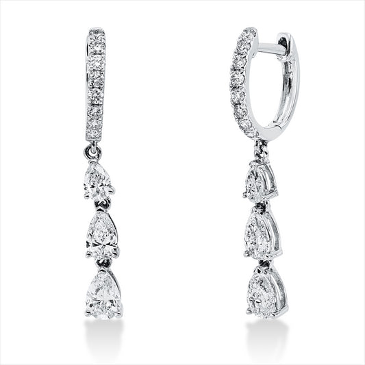 Ohrschmuck 18 kt WG, 6 Tropfen 0,97 ct, TW-vsi, 16 Brill. 0,20 ct, TW-si