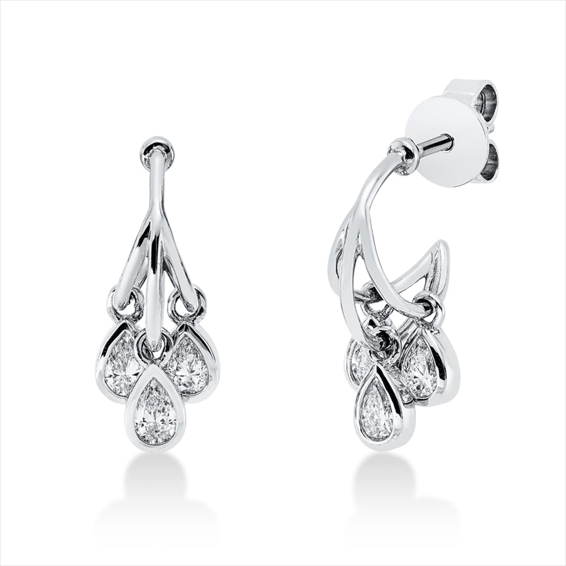 Ohrschmuck 18 kt WG, 6 Tropfen 0,76 ct, TW-vsi