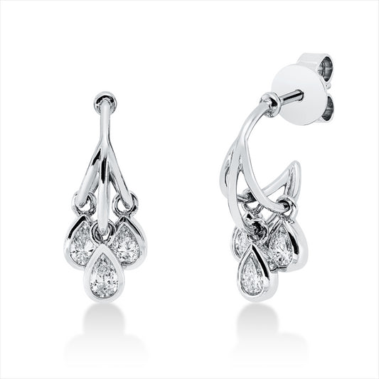 Ohrschmuck 18 kt WG, 6 Tropfen 0,76 ct, TW-vsi