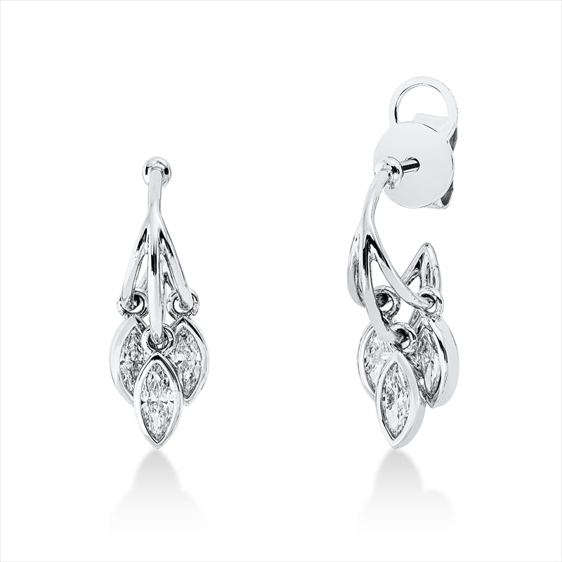 Ohrschmuck 18 kt WG, 6 Nav. 0,88 ct, TW-vsi