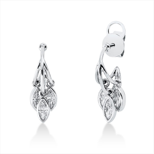 Ohrschmuck 18 kt WG, 6 Nav. 0,88 ct, TW-vsi