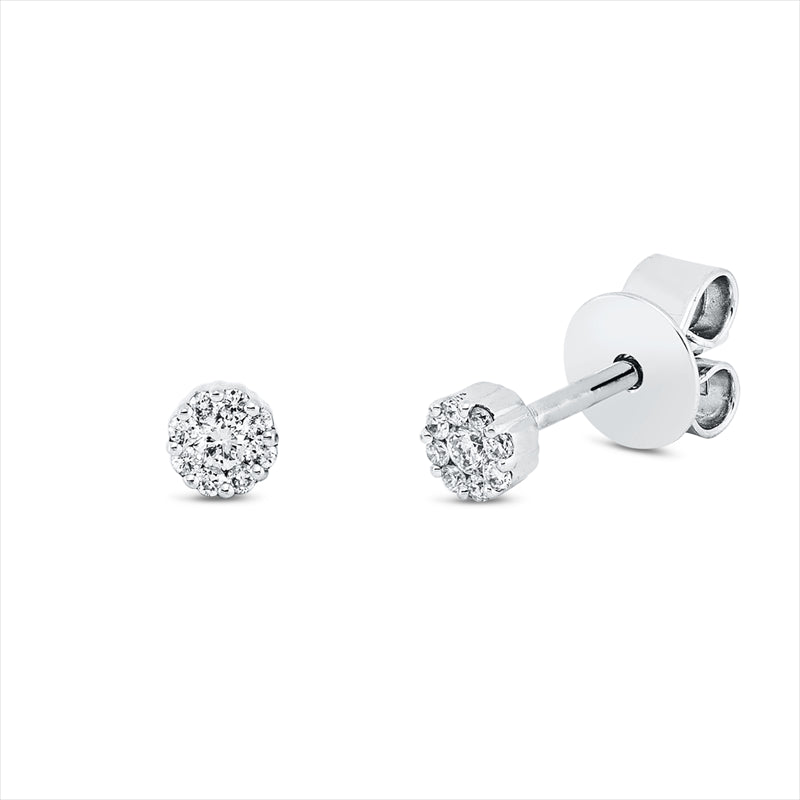 Ohrstecker 18 kt WG, 2 Brill. 0,03 ct, TW-si, 16 Brill. 0,04 ct, TW-si