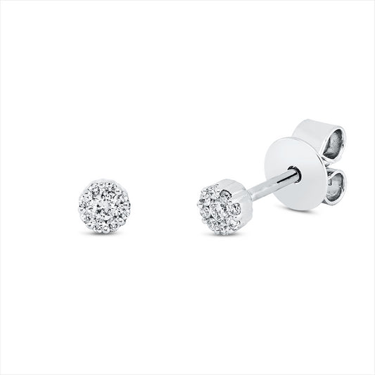 Ohrstecker 18 kt WG, 2 Brill. 0,03 ct, TW-si, 16 Brill. 0,04 ct, TW-si