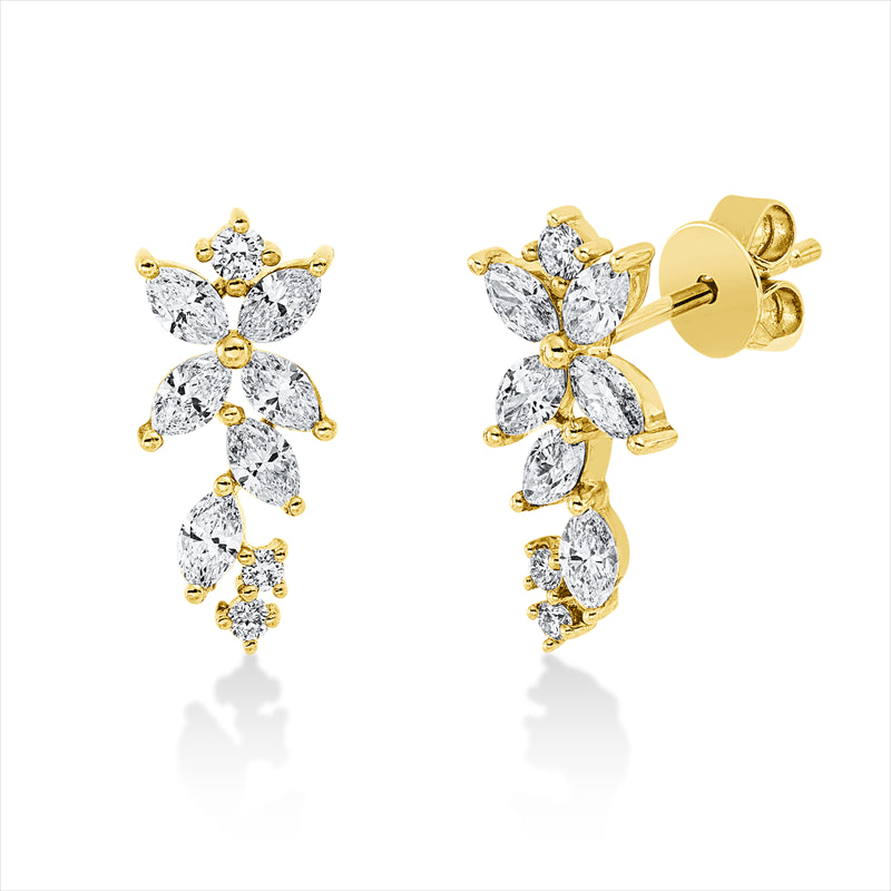 Ohrstecker 18 kt RG, 2 Brill. 0,05 ct, TW-vsi/si, 12 Nav. 0,68 ct, TW-vsi/si, 4 Brill. 0,05 ct, TW-vsi/si