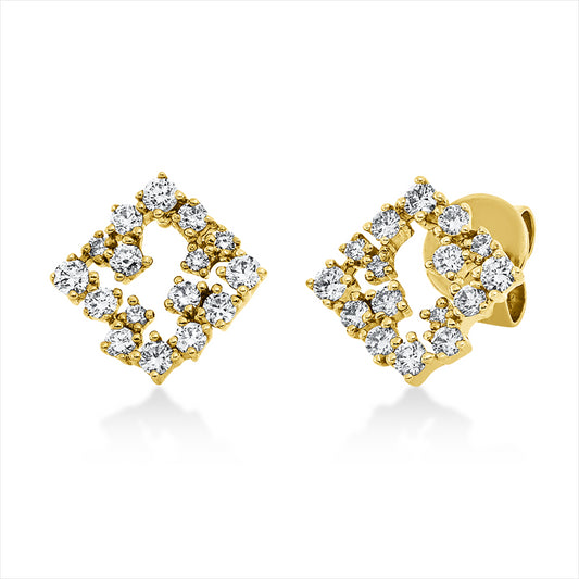 Ohrstecker 18 kt GG, 8 Brill. 0,21 ct, TW-si, 24 Brill. 0,37 ct, TW-si