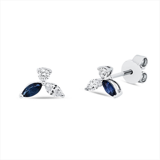 Ohrstecker 18 kt WG, 2 Nav. 0,10 ct, TW-si, 2 Brill. 0,06 ct, TW-si, 2 Saphire 0,17 ct blau