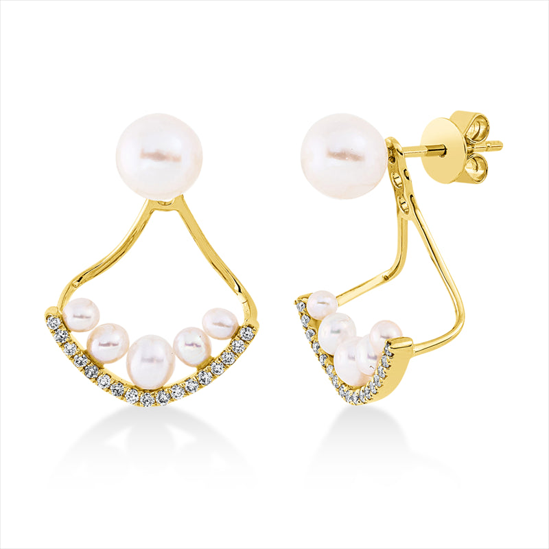 Ohrschmuck 18ktGG,34 Brill. 0,12 ct, TW-si, 4 ZP 2,5 mm, 2 ZP 3 mm, 2 ZP 5 mm, 4 ZP weiß 2 mm