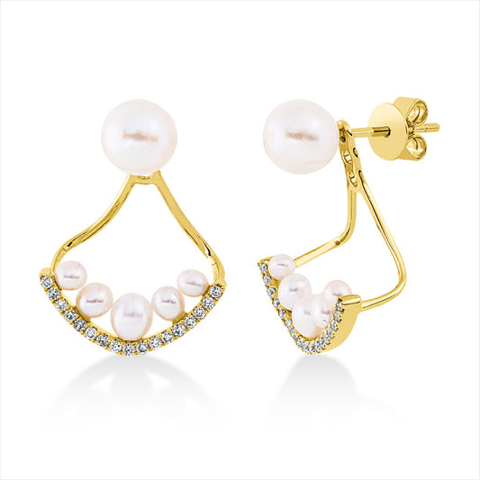 Ohrschmuck 18ktGG,34 Brill. 0,12 ct, TW-si, 4 ZP 2,5 mm, 2 ZP 3 mm, 2 ZP 5 mm, 4 ZP weiß 2 mm