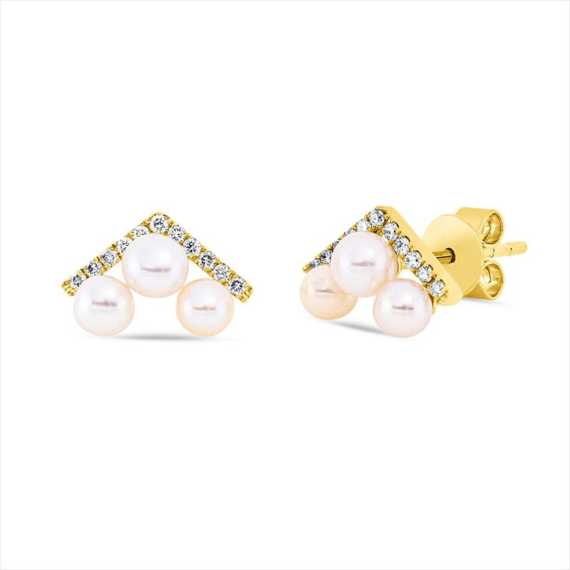 Ohrstecker 18 kt GG, 22 Brill. 0,09 ct, TW-si, 6 ZP weiß 3 mm