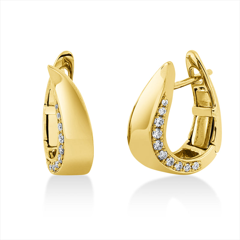 Creolen 18 kt GG, 8 Brill. 0,09 ct, TW-si, 12 Brill. 0,07 ct, TW-si