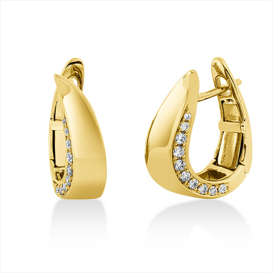 Creolen 18 kt GG, 8 Brill. 0,09 ct, TW-si, 12 Brill. 0,07 ct, TW-si