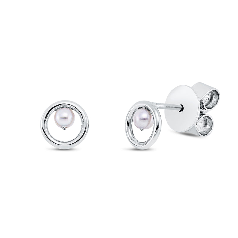 Ohrstecker 18 kt WG, 2 SW weiß