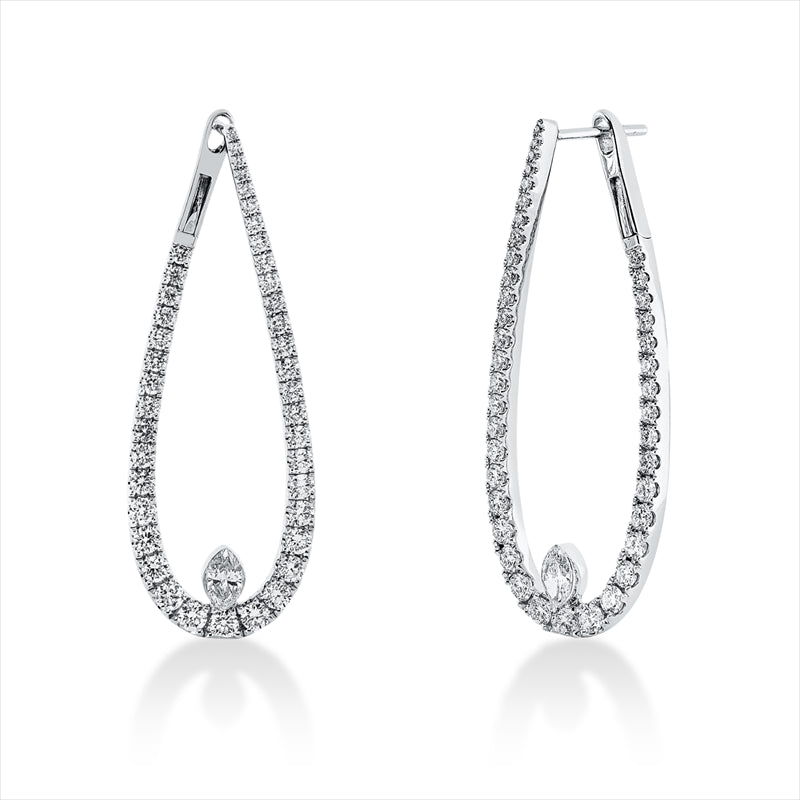 Creolen 18 kt WG, 84 Fant-Schl. 1,76 ct, TW-si
