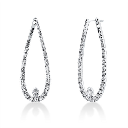Creolen 18 kt WG, 84 Fant-Schl. 1,76 ct, TW-si