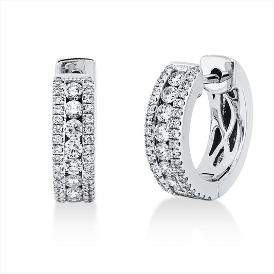 Creolen 14 kt WG, 18 Brill. 0,52 ct, TW-pi, 72 Brill. 0,24 ct, TW-pi