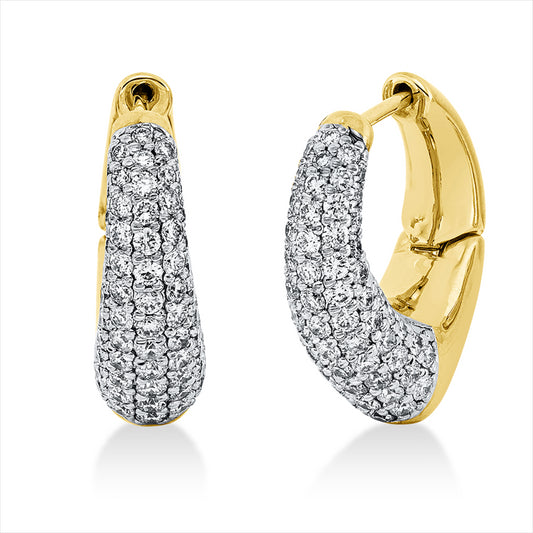 Creolen 14 kt GG, 96 Brill. 1,25 ct, TW-si, 4 Dia. 0,01 ct, TW-pi, 38 Brill. 0,26 ct, TW-si