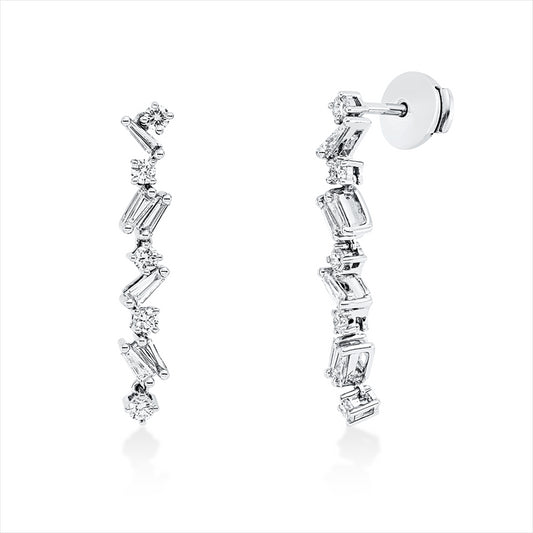 Ohrschmuck 14 kt WG, 12 Trap. 0,40 ct, TW-vsi, 10 Brill. 0,41 ct, W-vsi