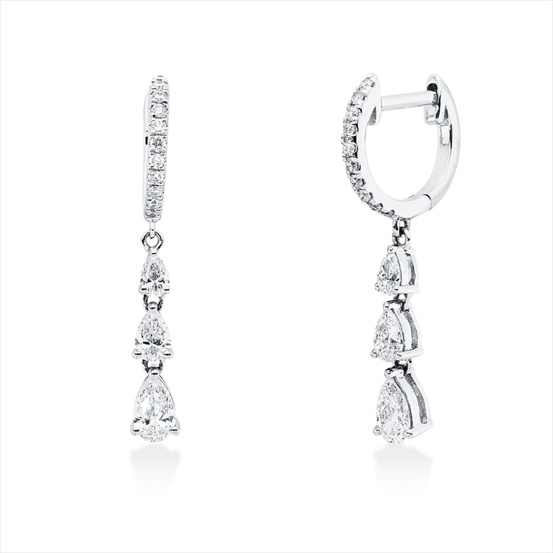 Ohrschmuck 14 kt WG, 6 Tropfen 0,77 ct, TW-si, 20 Brill. 0,14 ct, W-si