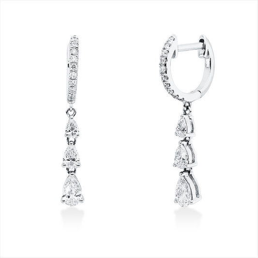 Ohrschmuck 14 kt WG, 6 Tropfen 0,76 ct, TW-si, 20 Brill. 0,14 ct, W-si