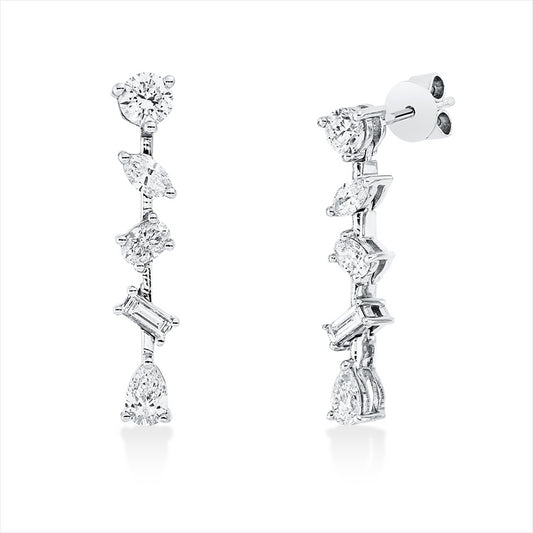 Ohrstecker 14 kt WG, 8 Fant-Schl. 0,71 ct, TW-si, 2 Brill. 0,34 ct, TW-si