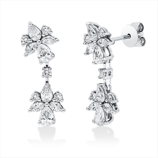 Ohrstecker 14 kt WG, 8 Tropfen 0,66 ct, TW-si, 8 Nav. 0,25 ct, TW-si, 10 Brill. 0,17 ct, W-si