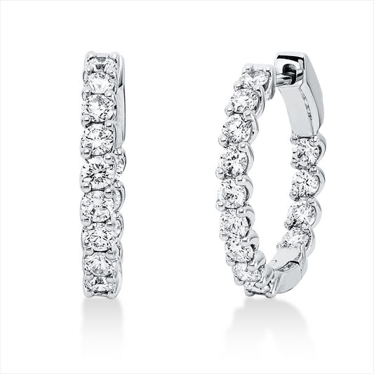 Creolen 18 kt WG, 18 Brill. 0,79 ct, TW-si, 8 Brill. 0,29 ct, TW-si