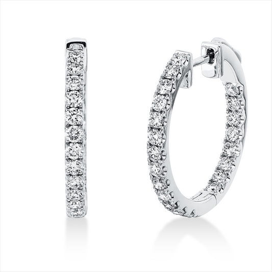 Creolen 18 kt WG, 26 Brill. 0,70 ct, TW-si, 16 Brill. 0,39 ct, TW-si