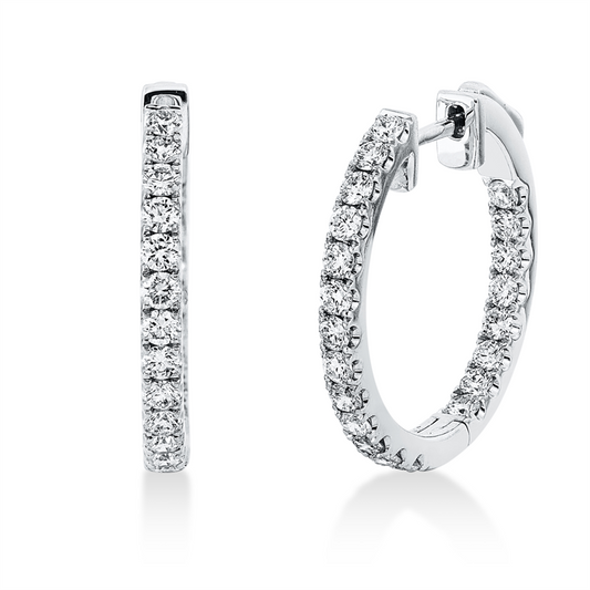 Creolen 18 kt WG, 26 Brill. 0,70 ct, TW-si, 16 Brill. 0,39 ct, TW-si