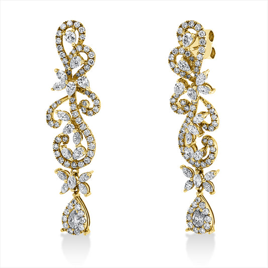 Ohrschmuck 18 kt GG, 20 Nav. 1,08 ct, I-vsi, 14 Tropfen 1,10 ct, I-vsi, 126 Brill. 1,47 ct, TW-vsi