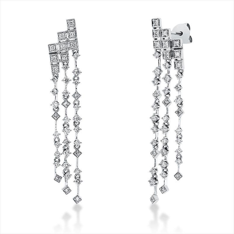 Ohrschmuck 14 kt WG, 68 Brill. 0,68 ct, W-pi, 14 Dia. 0,07 ct, W-pi