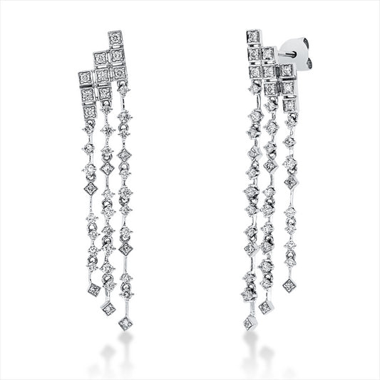 Ohrschmuck 14 kt WG, 68 Brill. 0,68 ct, W-pi, 14 Dia. 0,07 ct, W-pi