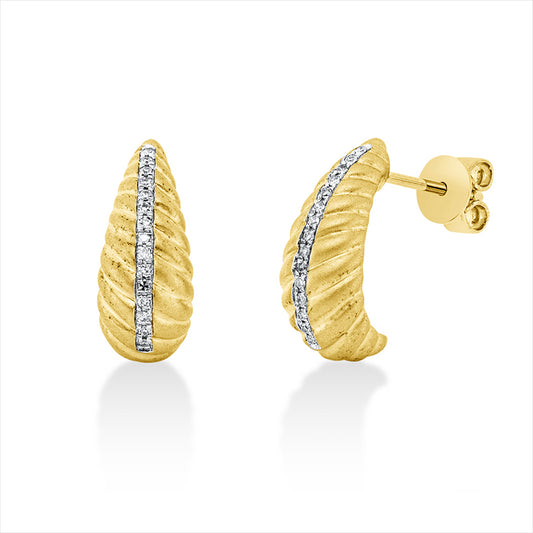 Ohrstecker 14 kt GG, Matt, Fassung rhodiniert, 30 Dia. 0,07 ct, W-pi