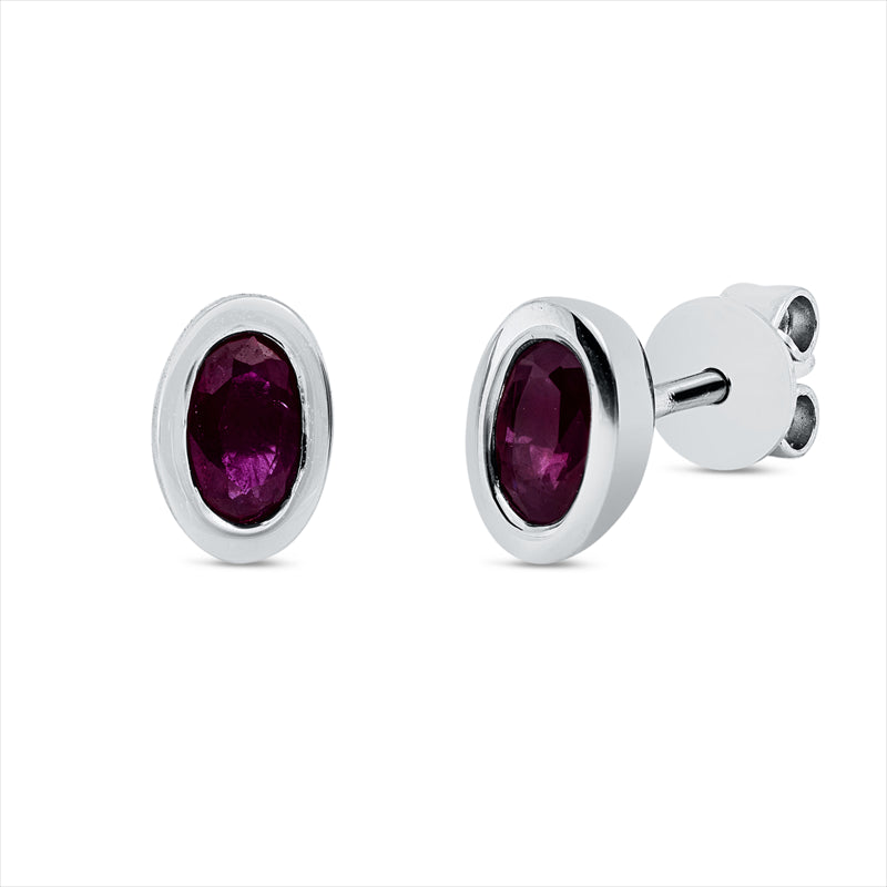 Ohrstecker 18 kt WG, 2 Rubine 0,53 ct rot
