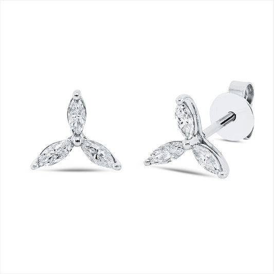 Ohrstecker 18 kt WG, 6 Nav. 0,30 ct, TW-si