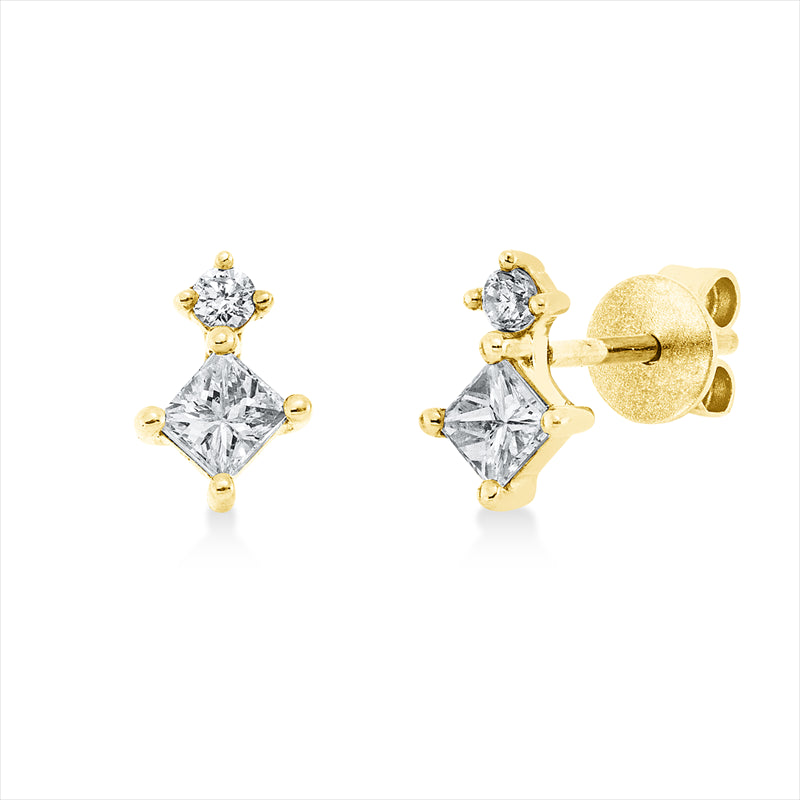 Ohrstecker 18 kt GG, 2 Princ. 0,36 ct, W-si, 2 Brill. 0,06 ct, W-pi