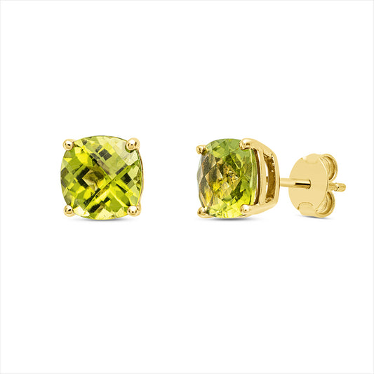 Ohrstecker 18 kt GG, 2 Peridot 2,27 ct grün