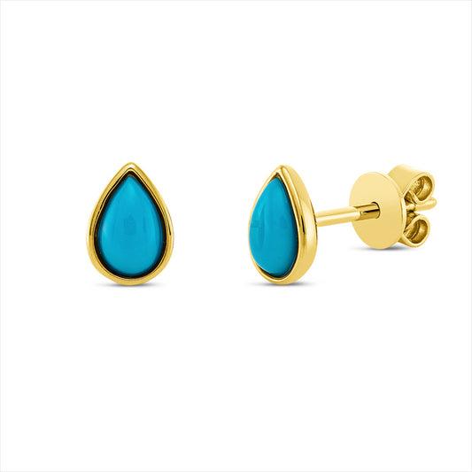 Ohrstecker 18 kt GG, 2 Türkis 0,13 ct