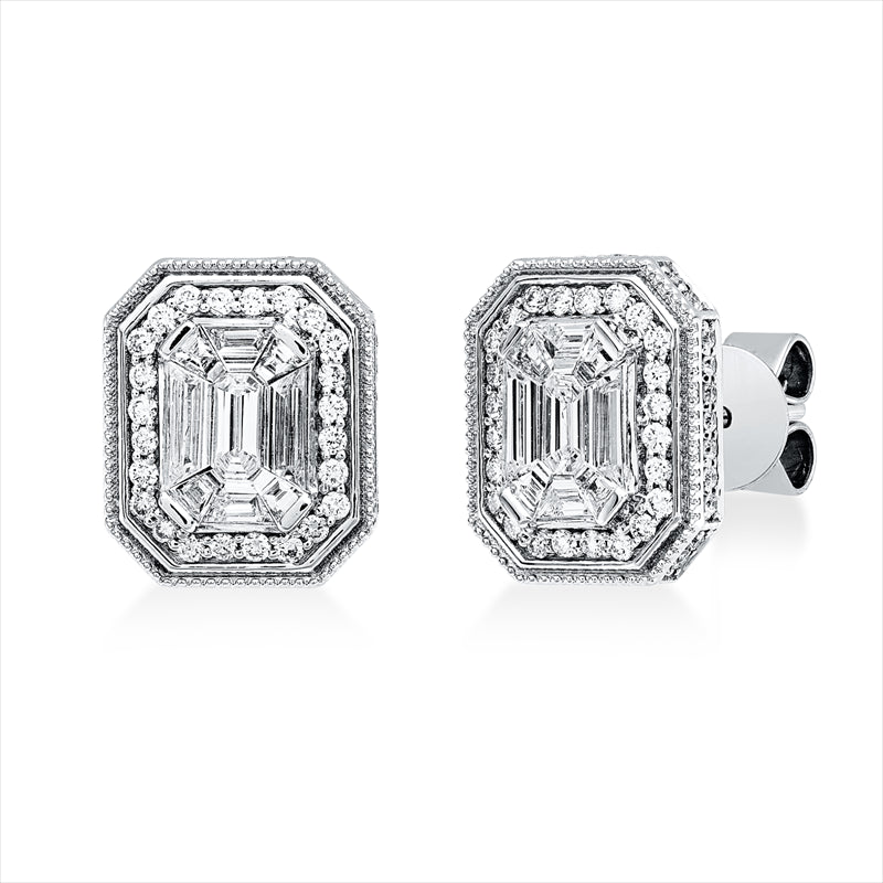 Ohrstecker 18 kt WG, 18 Fant-Schl. 0,66 ct, TW-si, 112 Brill. 0,44 ct, TW-si