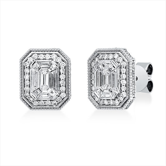 Ohrstecker 18 kt WG, 18 Fant-Schl. 0,66 ct, TW-si, 112 Brill. 0,44 ct, TW-si